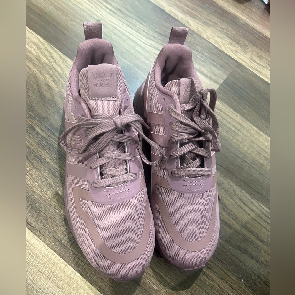 Purple adidas shoes